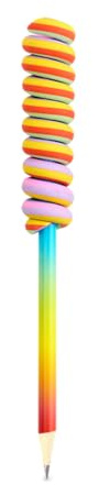 TRENDHAUS 966285 – Rainbow Power blyertspenna och suddgummi klubbipop, ca. 17,8 cm, penna i hårdhetsgrad HB med suddgummi