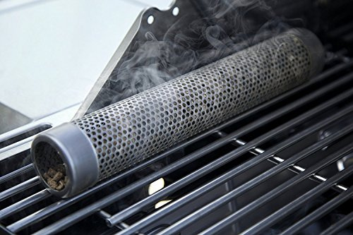PLAI Tubo de ahumado, 30 cm, de acero inoxidable, ahumado en la parrilla, ahumado intensivo, caja de ahumado, tubo de pellets