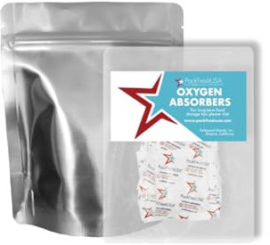 Sacchetti Alimenti Buste in Mylar da Pinta con Cerniera da 7 ml e Assorbitori di Ossigeno da 50 cc, con Guida PackFreshUSA LTFS, Pint