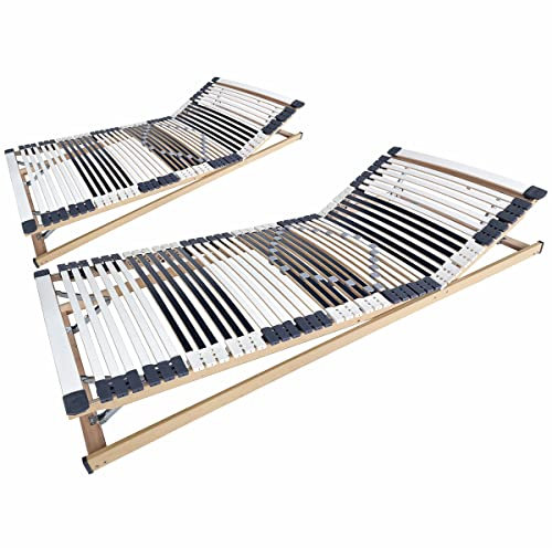Matratzen Perfekt 7-Zonen Lattenrost orthopädisch, 90 x 200 cm, 2er Set – Lattenrahmen mit Kopf- und Fußverstellung, Härte-Regulierung, Kautschukaufhängungen und 44 Leisten