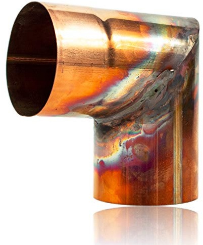 Kupfer Winkelbogen 80 mm mit 87 Grad, Rohrwinkel mit Einsteckfase für einfache Montage, Rohrwinkelbogen für Kupfer Regenrohre in DN 80