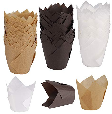 ISIYINER Pirottini di Carta per Muffin Tulip Cupcake Liners Cake Paper Wrappers per Feste di Compleanno Matrimoni Baby Shower 150 Pezzi