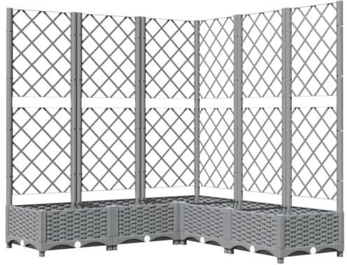 vidaXL Odlingslåda med spaljé ljusgrå 120x120x121,5 cm PP, odlings låda, odlingslåda i polypropen, odlingslåda med spaljé, odlings lådor