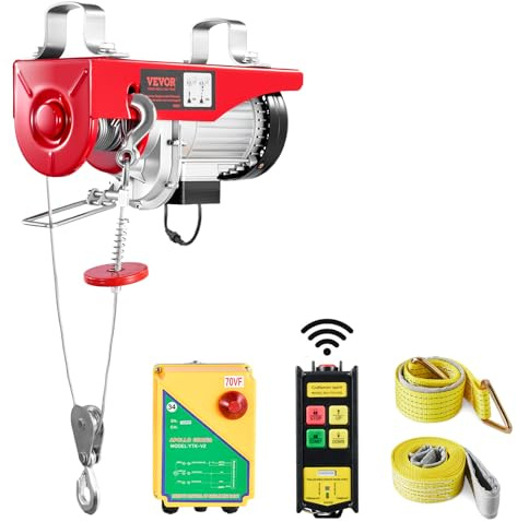 VEVOR 880lbs Electric Hoist with Wireless Remote Control, 110v Electric Hoist with Remote Control, 40ft/20ft Lifting Height Motor, for Garage Warehouse Factory