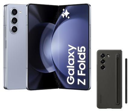 Samsung Galaxy Z Fold5, 256 GB + Funda con S Pen - Teléfono Móvil Plegable con IA, Smartphone Android Libre, 12GB de RAM, Cámara de Alta Resolución, Azul claro (Versión Española)
