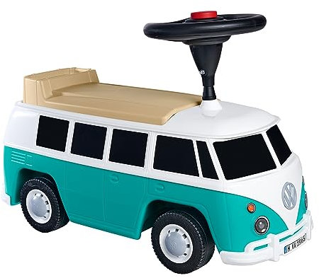 Volkswagen 7E9087500 Kinderfahrzeug T1 Bulli Rutschfahrzeug Rutschauto Bobbycar, weiß/blau