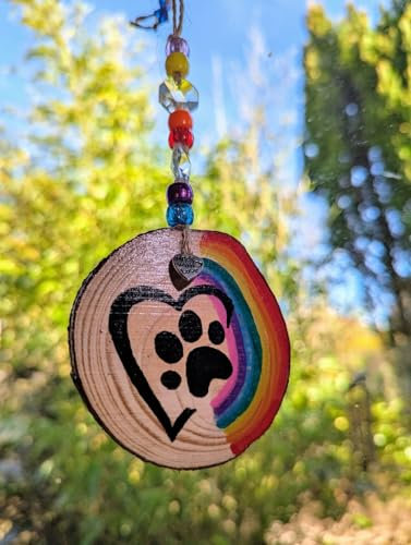 Hand-Painted “Paw Print on My Heart” Suncatcher – Dog or Cat sympathy