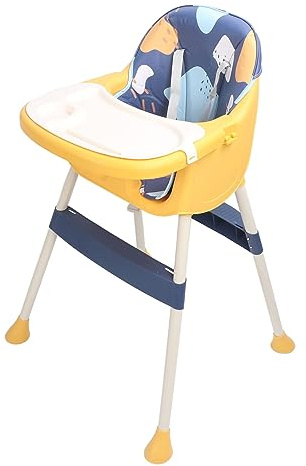 Trona Ajustable para Niños Pequeños, Silla de Alimentación Infantil Multifuncional para Bebés y Niños Pequeños, Trona Liviana con Arnés de Seguridad Antideslizante, Amarillo