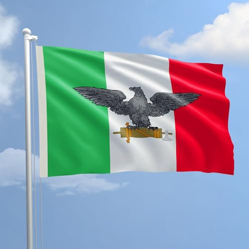 Bandiera Storica REPUBBLICA SOCIALE ITALIANA 100x150 cm in poliestere NAUTICO 115 gr/mq con doppia piega perimetrale, corda e guaina. Adatto sia IN/OUT DOOR