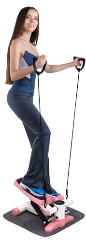 BJTDLLX Stepper für Zuhause 150 kg Tragbares Pedal Mini Steppers Treppenstepper Fitness Mini Stepper | Crosstrainer mit LCD Display Step Fitnessgeräte Hometrainer Widerstand (Rosa)