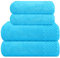 MyOwn Ultra Soft 4er-Pack Handtuch-Set, Baumwolle, enthält 2 übergroße Badetücher 70 x 140 cm, 2 Handtücher 50 x 90 cm, für den täglichen Gebrauch, kompakt und leicht — Türkis Blau