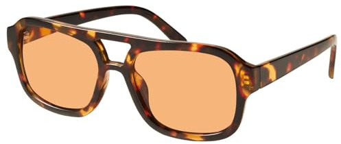 mosanana Retro 70s Square Aviator Sunglasses for Women Vintage Trendy Cute Narrow Small Face rectangle Tortoise Shell Orange Lens MS52362