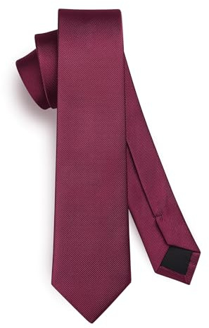 HISDERN Maroon Tie Silk Skinny Tie Slim ties For Men Solid NeckTie Classic Formal Tie For Business Wedding(6cm)