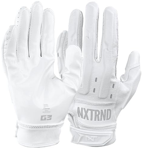 Nxtrnd G3 Pro gepolsterte Fußballhandschuhe, klebrig gepolsterte Empfänger und Lineman-Handschuhe, Weiß, Größe XL