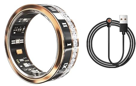 WOL VEE Bague Intelligente, Tracker de Fitness Portable, Moniteur de fréquence Cardiaque, podomètre Intelligent étanche pour Hommes et Femmes - R2 (Or, 9#)