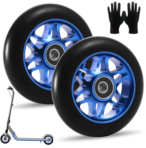 Stunt Scooter Rollen, 2 Stück 100mm Scooter Ersatzräder Räder, Scooter Räder Ersatzräder für Scooter mit ABEC-9 Lager, für meisten Stuntscooter und Kickscooter