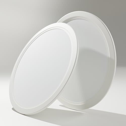 Epochglo 2 pezzi Plafoniera con Sensore di Movimento, Plafoniera Led Soffitto, Lampada Soffitto, Luce Led Soffitto, Ultra Sottile, 1800LM, 4000K, 22cm, IP44 Stagna, Bianco