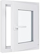 Ventana de PVC – LxH 500x600 mm -Triple Acristalamiento – Blanco – Mango a la izquierda