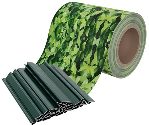 NAIZY Sichtschutzstreifen Klein Laub PVC Sichtschutzfolie mit 20 Clips Sichtschutz Zaun Rolle Blickdicht Doppelstabmattenzaun Sichtschutz Windschutz, für Gartenzaun, Balkon (35mx19cm)