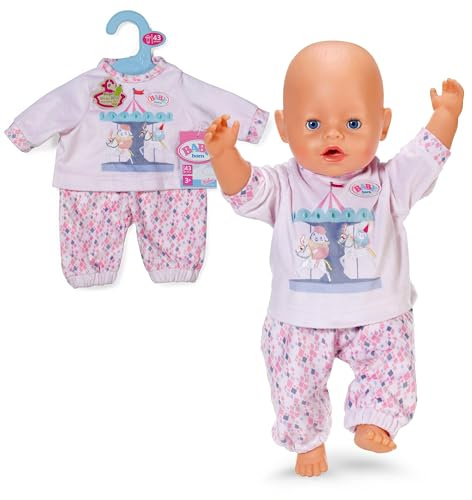 BABY born Schlafanzug - Mit langärmligen Shirt & bunter Leggins - Hochwertige Puppenbekleidung - Puppenzubehör für alle Puppen der Größe 43 cm