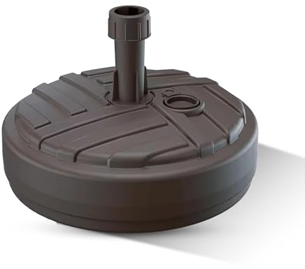 GARDENIX Parasollställ, rund, brun, av plast, fyllningsbar med sand, vatten, grus till trädgård, strand, terrass, parasollhållare, paraplystativ, paraplyfot