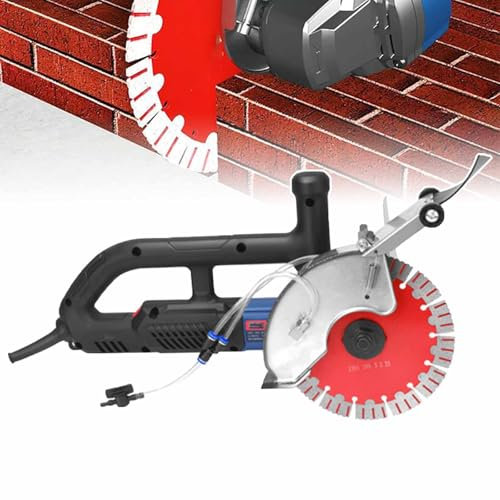 Cortadora De Muros De Hormigón De Una Sola Pieza, Diámetro De Cuchilla: 195 Mm, Profundidad Máxima De Corte: 63 Mm, Ranura De 90°, Rectificadora De Ángulos Grandes, Ranuradora Hidroeléctrica. ,Black