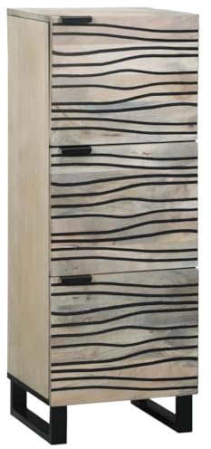 vidaXL Gabinetes y estantes de Almacenamiento de Medios Blanco y Negro, Armario de Comedor Elegante, Duradero de Madera de Mango, estantes ecológicos y diseño rústico