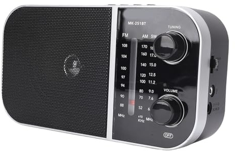 Garsent Portable Am ​​FM SW Shortwave Radio, Diseño de Transistores Retro con Altavoz 2W, Baterías para Uso Doméstico, Supervivencia Al Aire Libre y de Emergencia (EU Enchufe 220V)