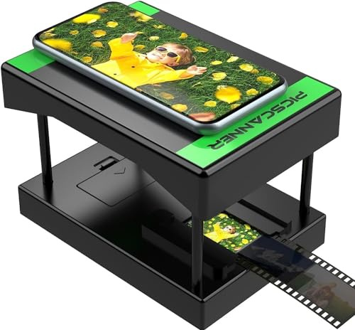 DigitPro 35mm Film and Slide Scanner - Portable Foldable Photo Digitizer with LED Light, Convert Color & B/W Negatives or Slides to Digital JPEG via Smartphone, No Computer Required