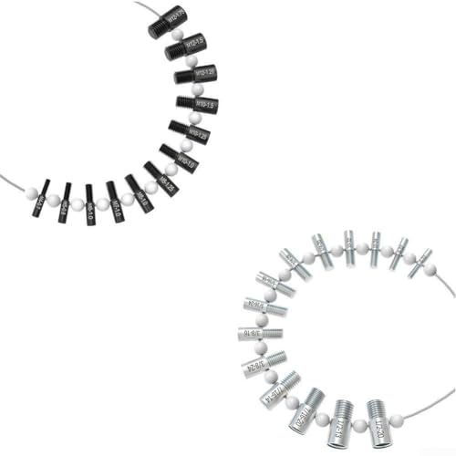 Kit de calibre de rosca de acero al carbono de 26 piezas para medición precisa de roscas de tuerca y pernos, cubre métricas y tamaños que van desde M4-1.0 a 1/2-20 para técnicos, mecánicos y uso de
