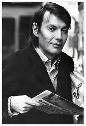 WHWRHQ Esclusivo poster vintage vintage con ritratto del cantante Fabrizio De Andre, 2 poster su tela, decorazione per camera da letto, ufficio, camera da letto, regalo, 30 x 45 cm