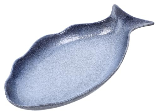 SEWACC Platos de Cerámica para Servir Pescado, Plato Ovalado de 30 Cm para Aperitivos, Comidas Familiares Y Almuerzos.