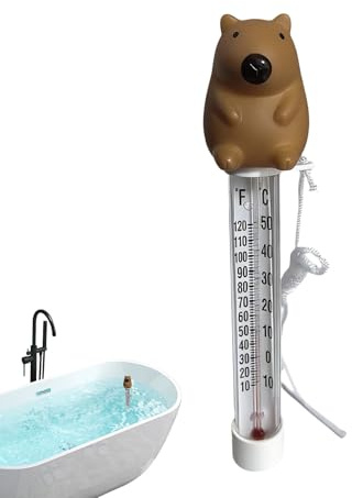 Pooltermometrar - Lätt Att Avläsa Vattentemperaturmätare Med Kapybara-Design | Flytande termometrar med snöre för pool | För Fiske, Badkar, Dusch, Vattentemperatur, Akvarium, Sjö Och Spa