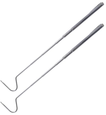 Operitacx Outil de Capture de Reptiles 2pcs en Acier Inoxydable, Crochet Extensible 71cm Pratique et Portable pour Attraper Serpents en Milieu Sauvage