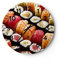 Modern Wanduhr Japan Asien Sushi Fisch 30x30cm Rund Klein Wand Uhr Glas Analog Zimmeruhren Küche Büro Wohnzimmer Glasuhr Wall Clock Dekoration Design Wanddekoration Küchenuhr C4AR30x30-0455