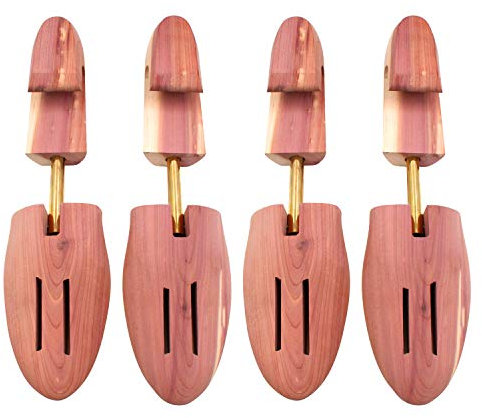 DEPABABA Cedar Shoe Trees with Single Tube, 2 Pairs of Wooden Shoe Tree for Men, 7–14 Size Red Cedar Accessories for Sneakers, Boots (Large(Fits Shoe Sizes 10.5-11.5))