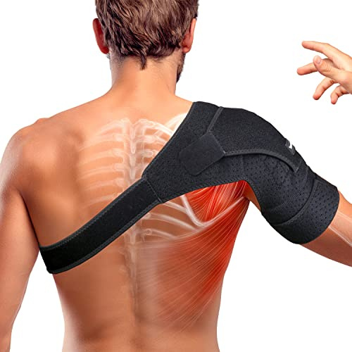Thx4COPPER Magnetic Shoulder Brace, Compression Support Wrap Belt, Adjustable Stabilizer,Arm Injury Prevention for Dislocated AC Joint, Labrum Tear, Pain, Arthritis, Bursitis, Scapula Tendonitis,LL