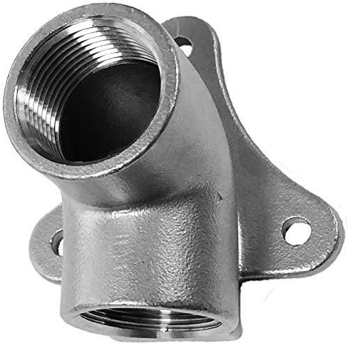 MegaHaustechnik Wand Decken Winkel aus V4A Edelstahl 1/2 Zoll IG x IG DN15 Innengewinde Innendurchmesser 19mm Gewinde Fitting Trinkwasser geeignet Rohr Verschraubung Kupplung Anschluss Wasser Hahn