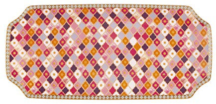Maxwell & Williams - Plat de Service en Porcelaine, Collection Teas & C's Kasbah, Modèle HV0126, 25 x 11.5 cm - Couleur Rose et Or