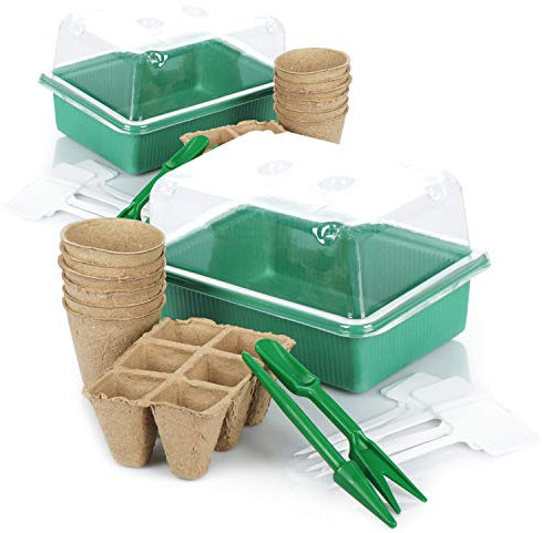 COM-FOUR® Ensemble de Culture 34 pièces, Ensemble de Culture avec Mini Serre et Beaucoup d'accessoires, pour la Culture des Plantes au Printemps (Mélange d'ensemble de Culture de 34 pièces)