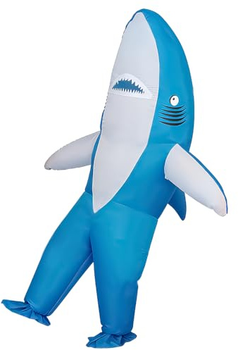 Rafalacy Adult Inflatable Shark Costume Funny Blow Up Shark Costume Fancy Dress Outfit for Halloween Party