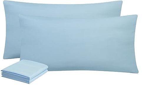 Aisbo Kissenbezug 40 x 80 2er Set - Kopfkissenbezug 40x80 Hellblau mit Reißverschluss aus Mikrofaser, ÖKO-TEX Kissenhülle 40x80cm, Weich und Bügelfrei