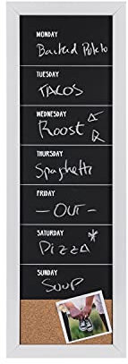 Bi-Office - Tableau Noir pour Craie et Planificateur combinés, 20 x 60 cm, Cadre blanc