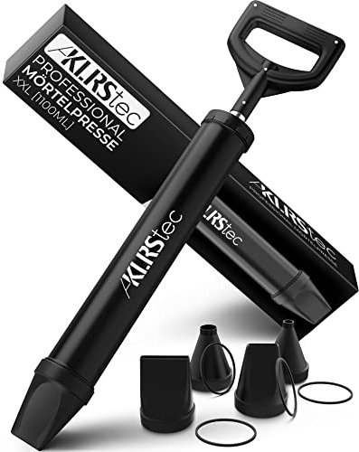 KLRStec Pistolet à mortier professionnel XXL [1100ML] Pistolet à joint pratique pour mortier/béton - Seringue à mortier avec accessoires - 4 buses