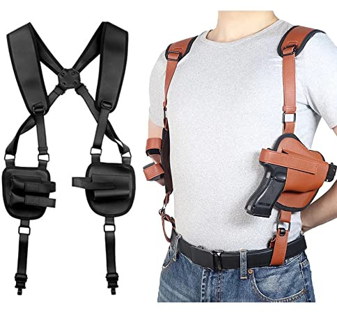 ACEXIER Tactical Concealed Gun Holster Militaire Cuir sous Les aisselles Étui d’épaule caché Pistolet Droit G 17 19 Sac de Chasse (Black)