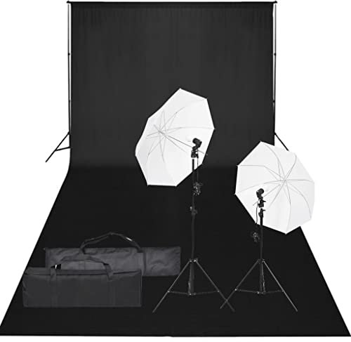 vidaXL Kit de Estudio Fotográfico con Set de Luces y Fondo Soporte Telón Pantalla Foto Video Sistema Lámparas Luz Iluminación Plegable