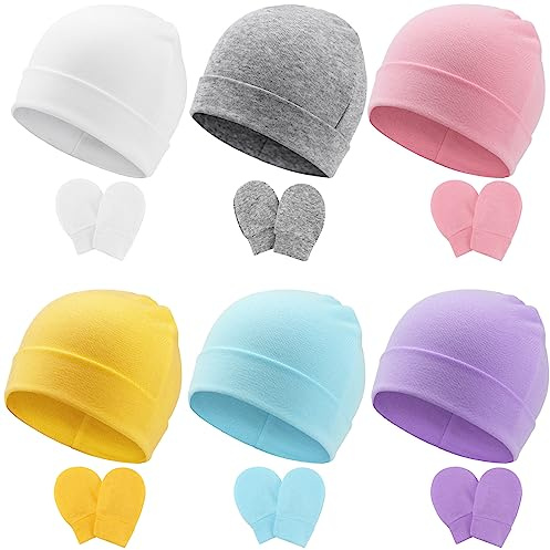 DRESHOW Mössa och Handskar för Nyfödd Bebis Mössa för Flicka Vårsommar Höst Vinter Mössa för 0-6 Månaders Spädbarn