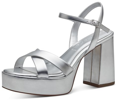 Tamaris Mujer 1-28051-42, Sandalia con talón, Plata, 37 EU