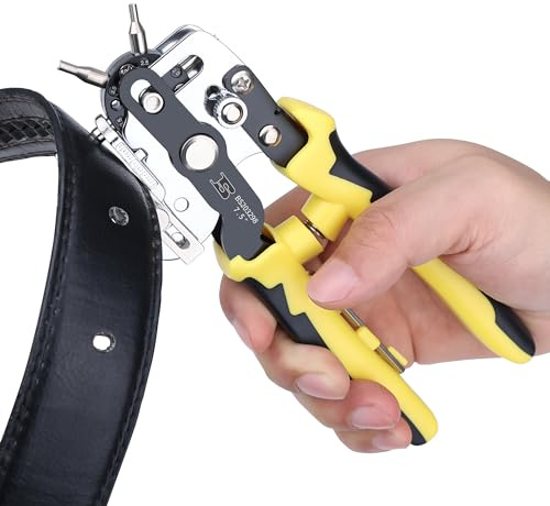 B BOSI TOOLS Leather Hole Punch,Belt Hole Puncher for Leather，Heavy Duty Puncher Pliers with 6 Hole Size for Belt, Saddle, Dog Collars, Watch Strap, Shoe, Fabric, Paper, Plastic Craft Projects