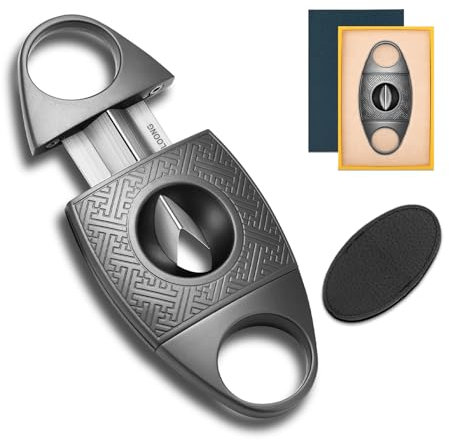 Zigarrenschneider Edelstahl Bronze Graviert V Cut Blade Zigarre Guillotine (Schwarz)